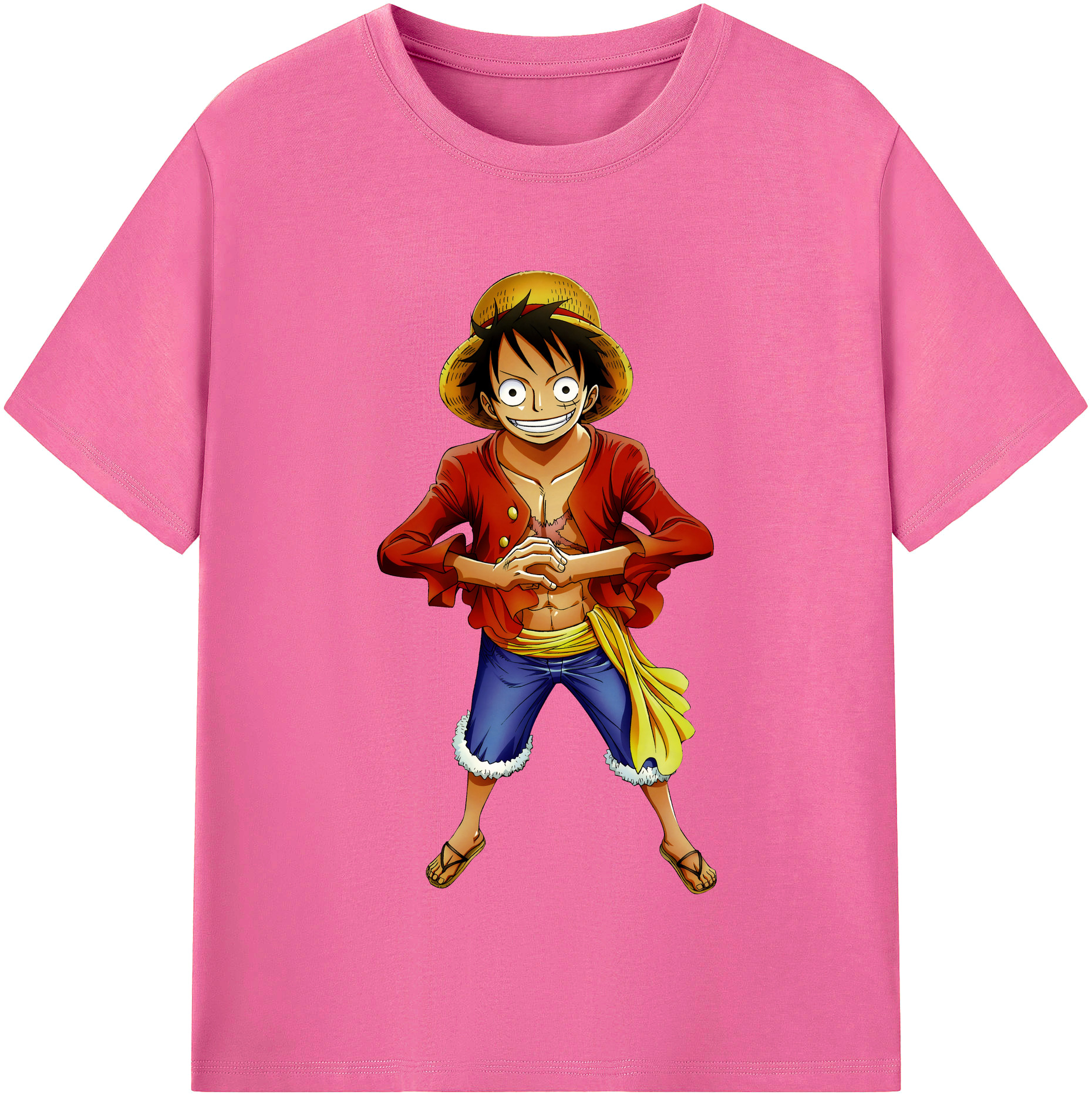 ワンピース モンキー・D・ルフィ ONE PIECE Monkey D. Luffy レディースカジュアルプリントTシャツ（綿100％）